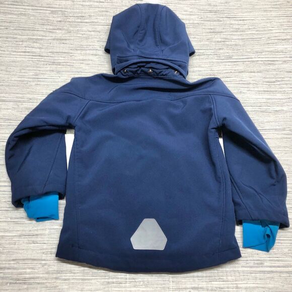 H&M softshell jacket w removable hood blue outdoors boys size 4-5 - Picture 4 of 6